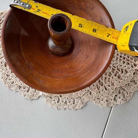 Elegant Wooden Pedestal candlestick holder primitive - Picture 2 of 4